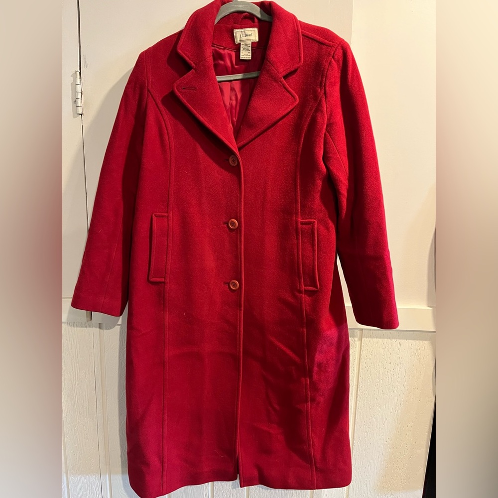 L.L. Bean Red Wool Coat